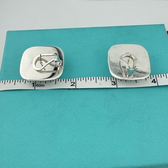 Tiffany & Co. Elsa Peretti HUGE Faceted Square Earrings Sterling Silver - Picture 4 of 8